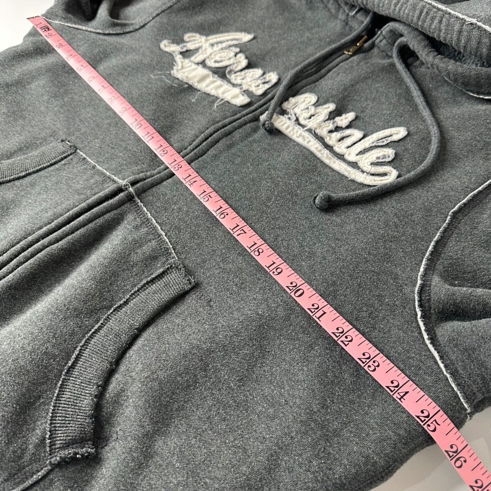 Aeropostale Full Zip Hoodie‎ Charcoal Gray Sherpa Lined Distressed Y2K Mens XL - Picture 14 of 16